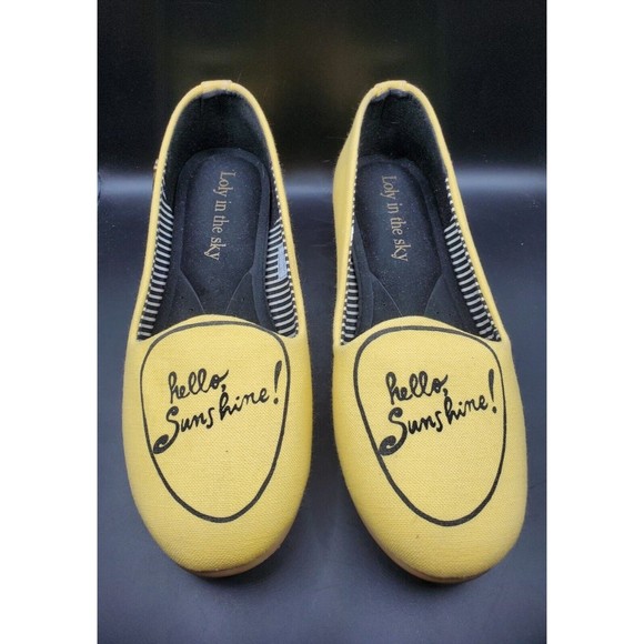Loly in the Sky Size 7.5 Hello Sunshine Yellow Spring Summer Flats Pre-owned - Picture 3 of 12